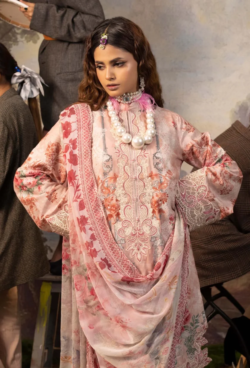 Adan's Libas Signature Prints Pink 3 Piece Suit 5861 - Image 3