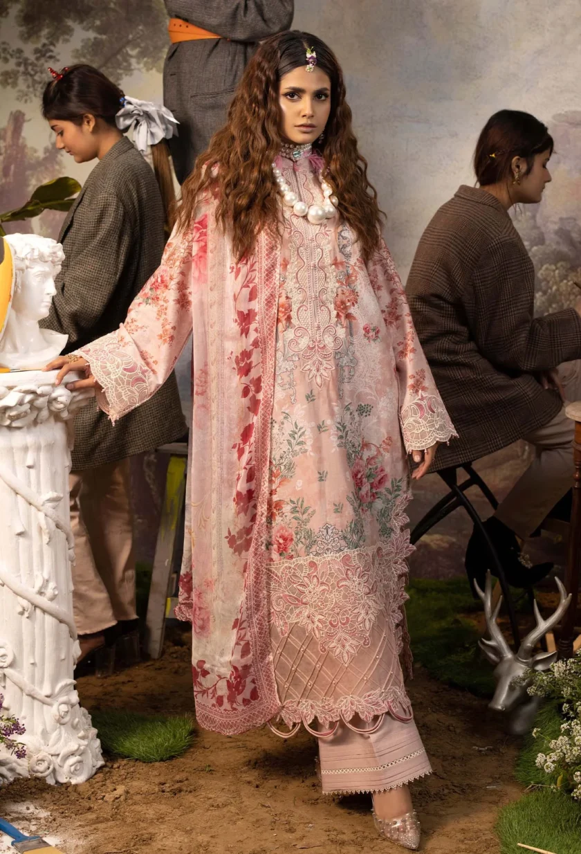 Adan's Libas Signature Prints Pink 3 Piece Suit 5861 - Image 4