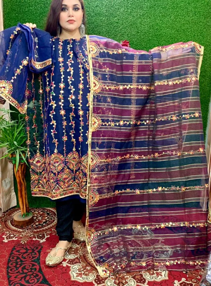 Royal Blue 4 Piece Organza Suit