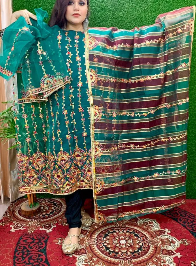 Green 4 Piece Organza Suit