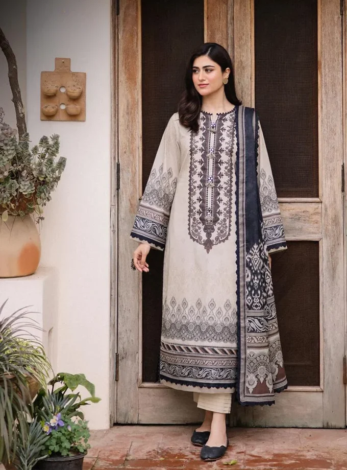 Asim Jofa 3 Piece Beige Lawn Dress