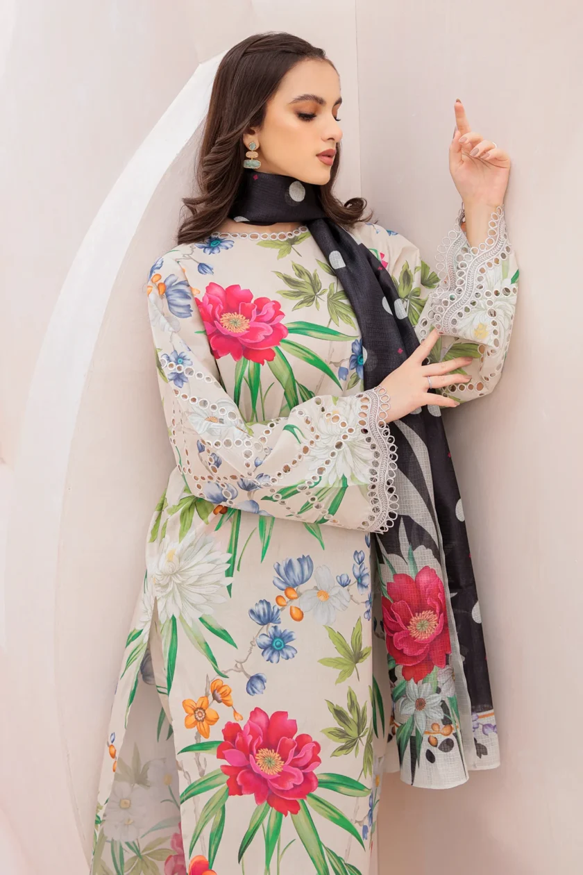 Baroque 3 Piece Embroidered Lawn Suit - Image 3