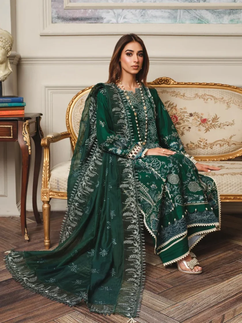 Khoobsurat 3 Piece Embroidered Lawn Suit SLC-01 - Image 3