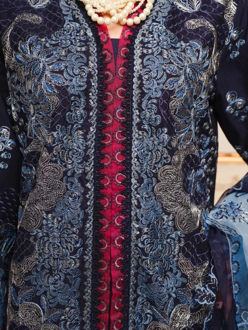 Khoobsurat 3 Piece Blue Embroidered Lawn Suit SLC-07 - Image 3