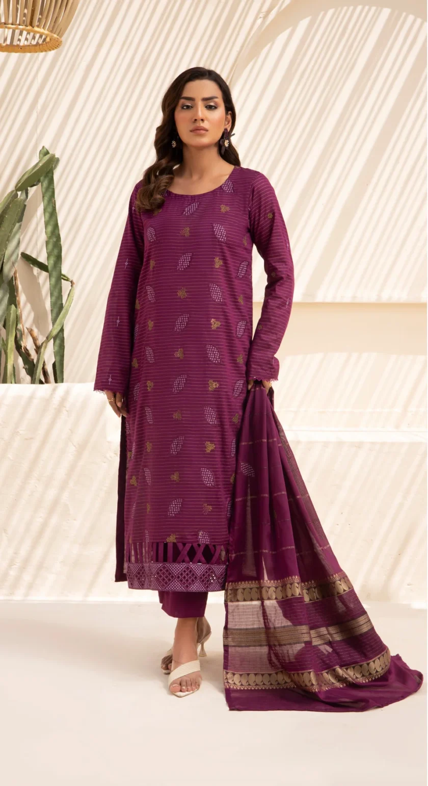 Virsa by Mahay 3 Piece Purple Fancy Lawn Embroidered Dress