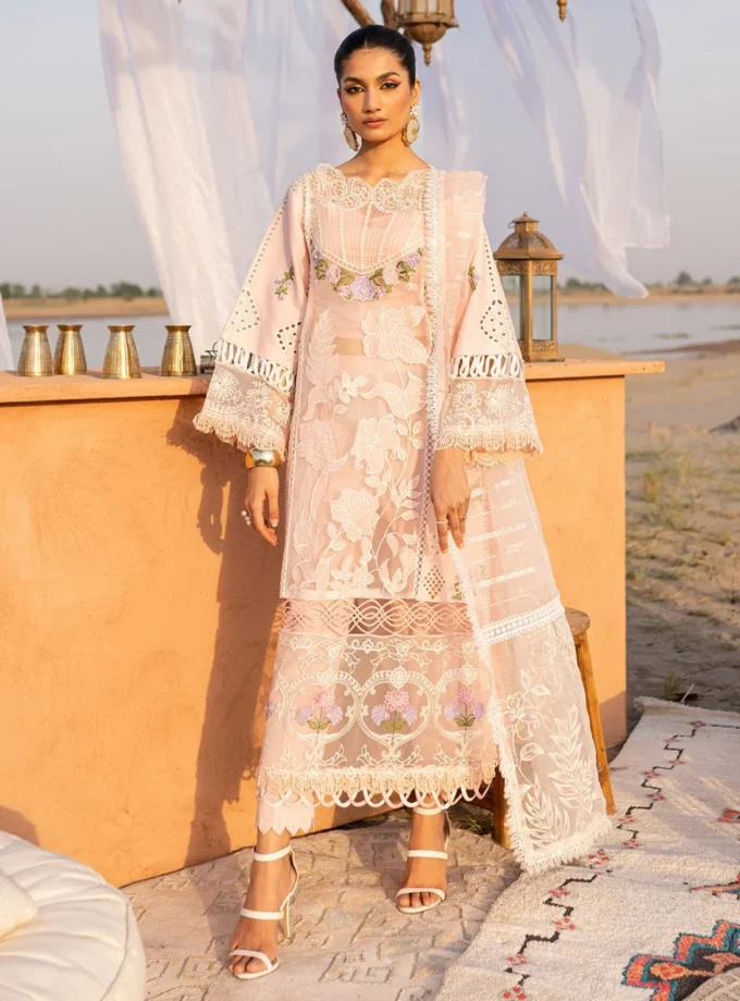 Parishay Janan Pink 3 Piece Luxury Lawn Dress