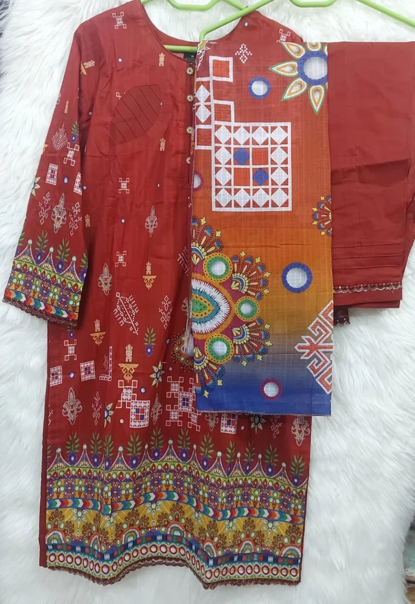 Stitched 3 Piece Lawn Suit Guljee Uroos GJU04 - Image 4