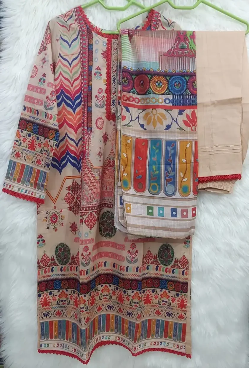 Stitched 3 Piece Lawn Suit Guljee Uroos GJU08 - Image 5