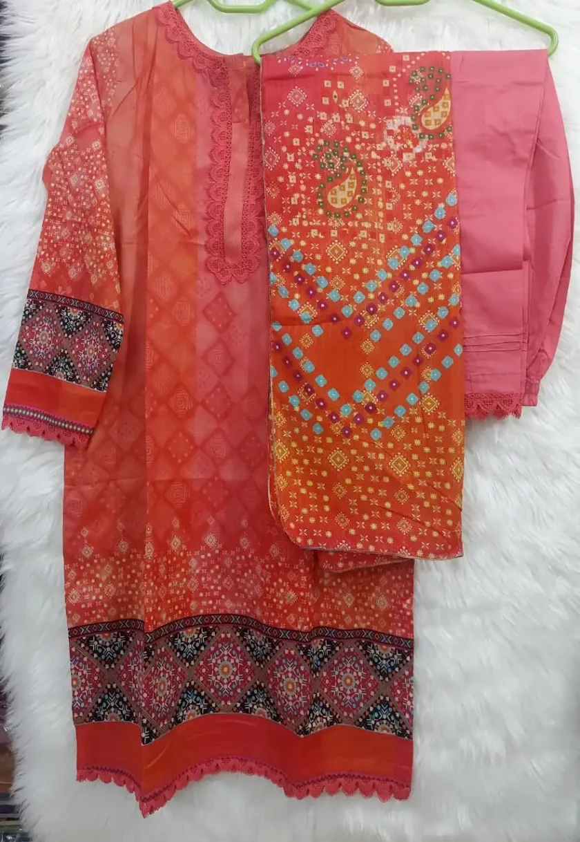 Stitched 3 Piece Lawn Suit Guljee Uroos GJU11 - Image 4