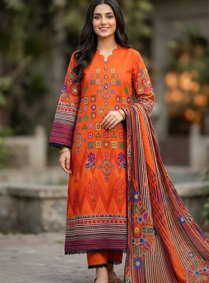 Stitched 3 Piece Lawn dress Guljee Uroos GJU10