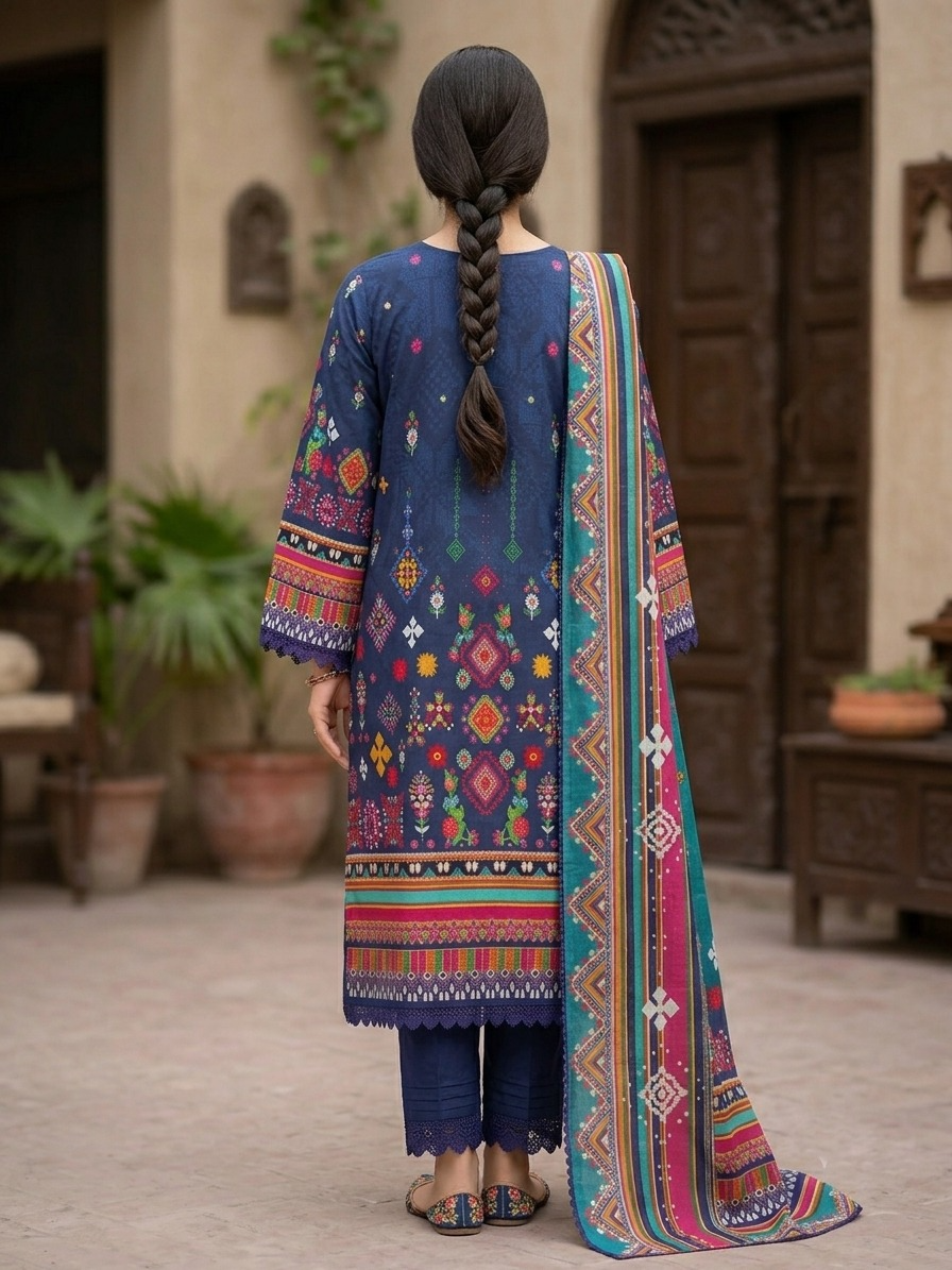 Stitched 3 Piece Lawn Suit Guljee Uroos GJU09 - Image 2