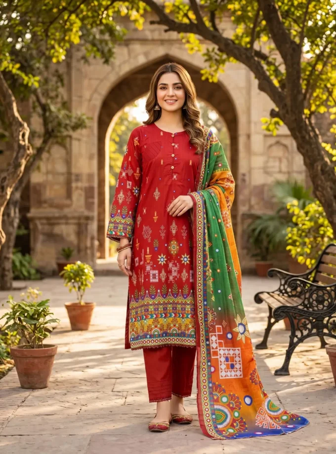 Stitched 3 Piece Lawn Dress Guljee Uroos GJU04