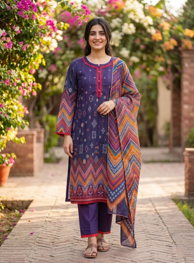 Stitched 3 Piece Lawn Dress Guljee Uroos GJU05