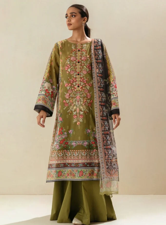 3 Pcs Embroidered Lawn Dress Mor Bagh