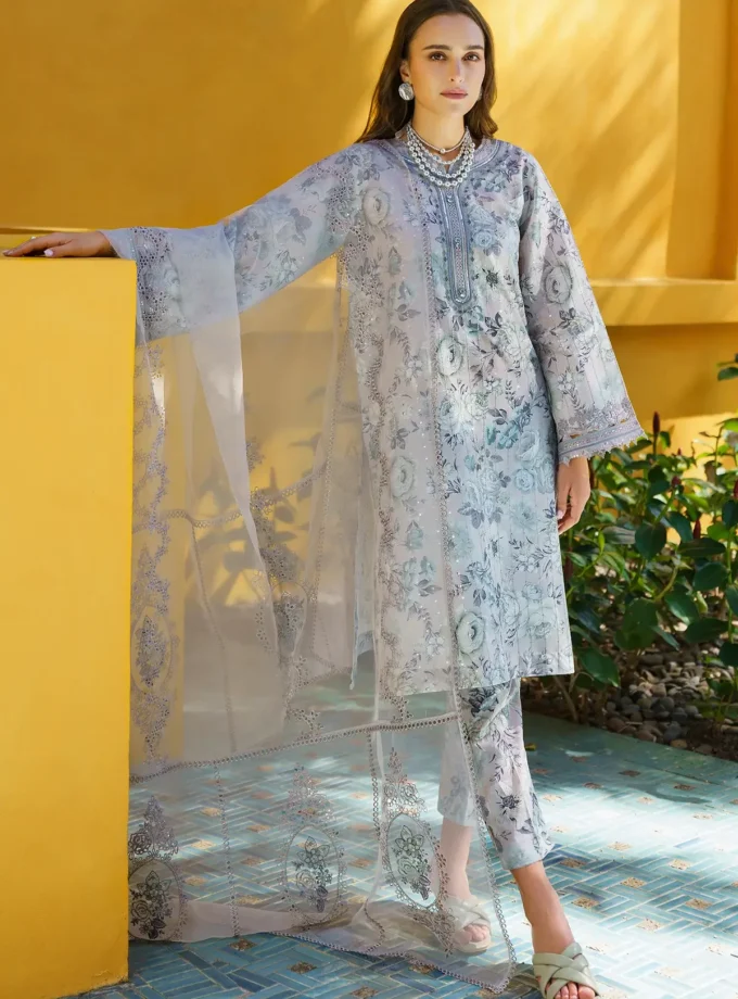 Baroque Embroidered Printed Lawn Dress 3 Pcs