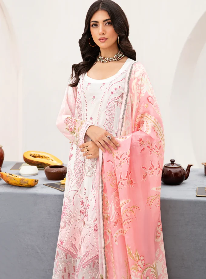 Ramsha Mashaal V2 3 Pc Pink Luxury Lawn Dress