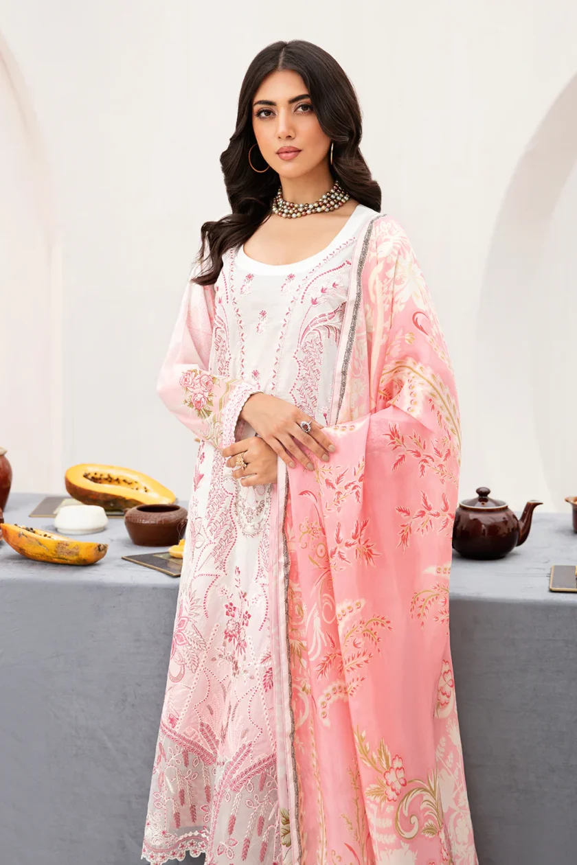 Ramsha Mashaal V2 3 Pc Pink Luxury Lawn Dress