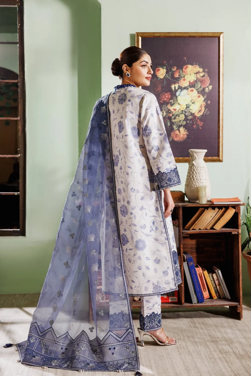 Alizeh Mahi V2 Blue Embroidered Lawn Dress - Image 2