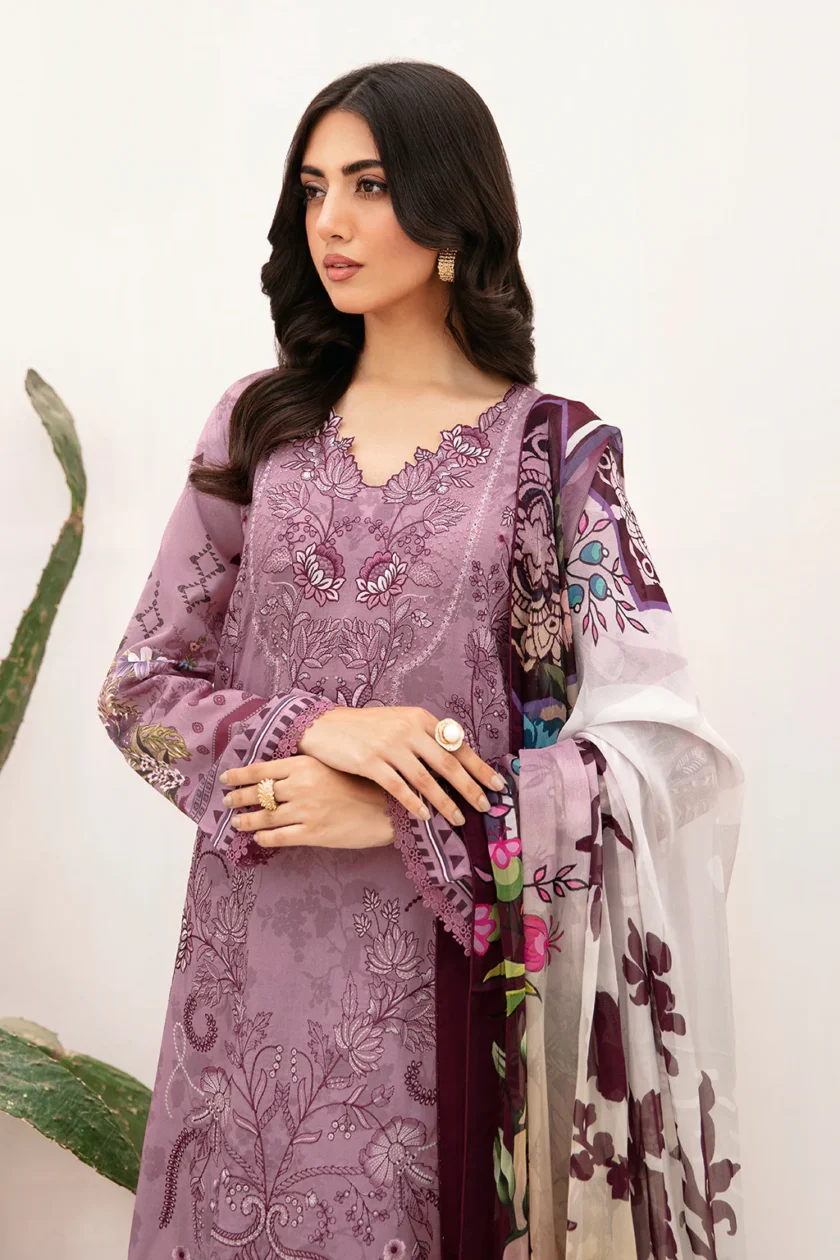 Ramsha Mashaal V2 3 Pc Purple Luxury Lawn Dress - Image 5