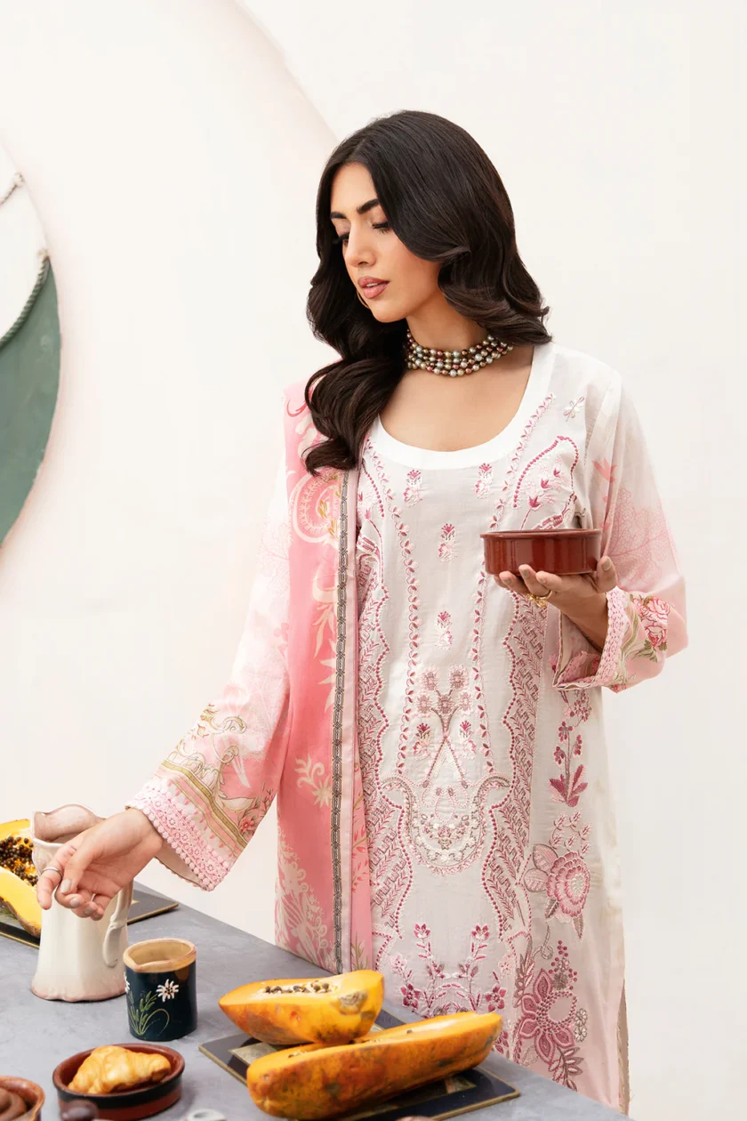 Ramsha Mashaal V2 3 Pc Pink Luxury Lawn Dress - Image 2