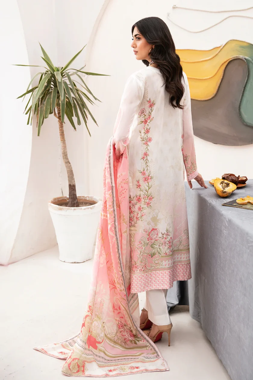 Ramsha Mashaal V2 3 Pc Pink Luxury Lawn Dress - Image 4