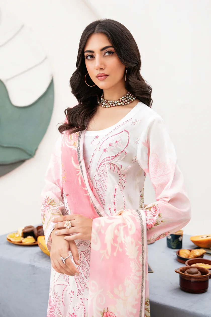 Ramsha Mashaal V2 3 Pc Pink Luxury Lawn Dress - Image 5