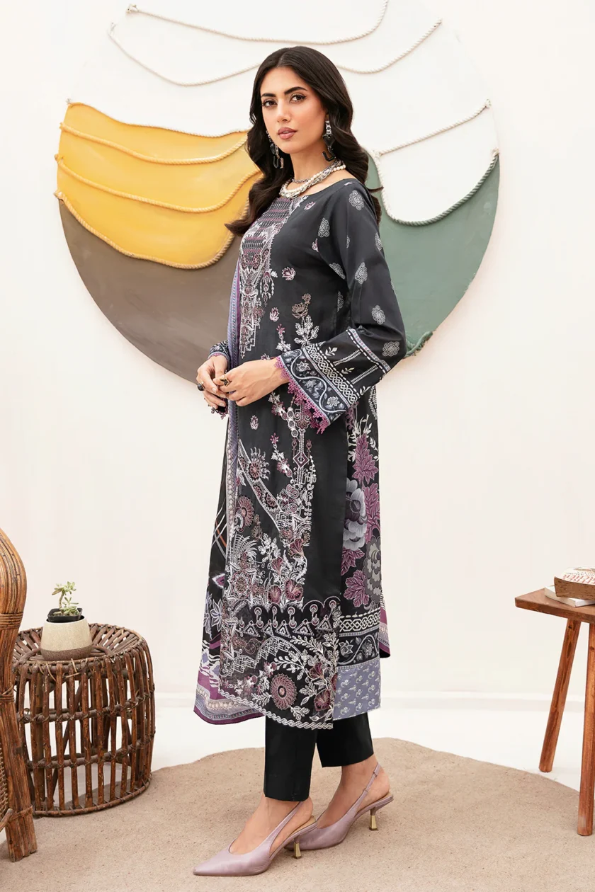Ramsha Mashaal V2 3 Pc Black Luxury Lawn Dress - Image 4