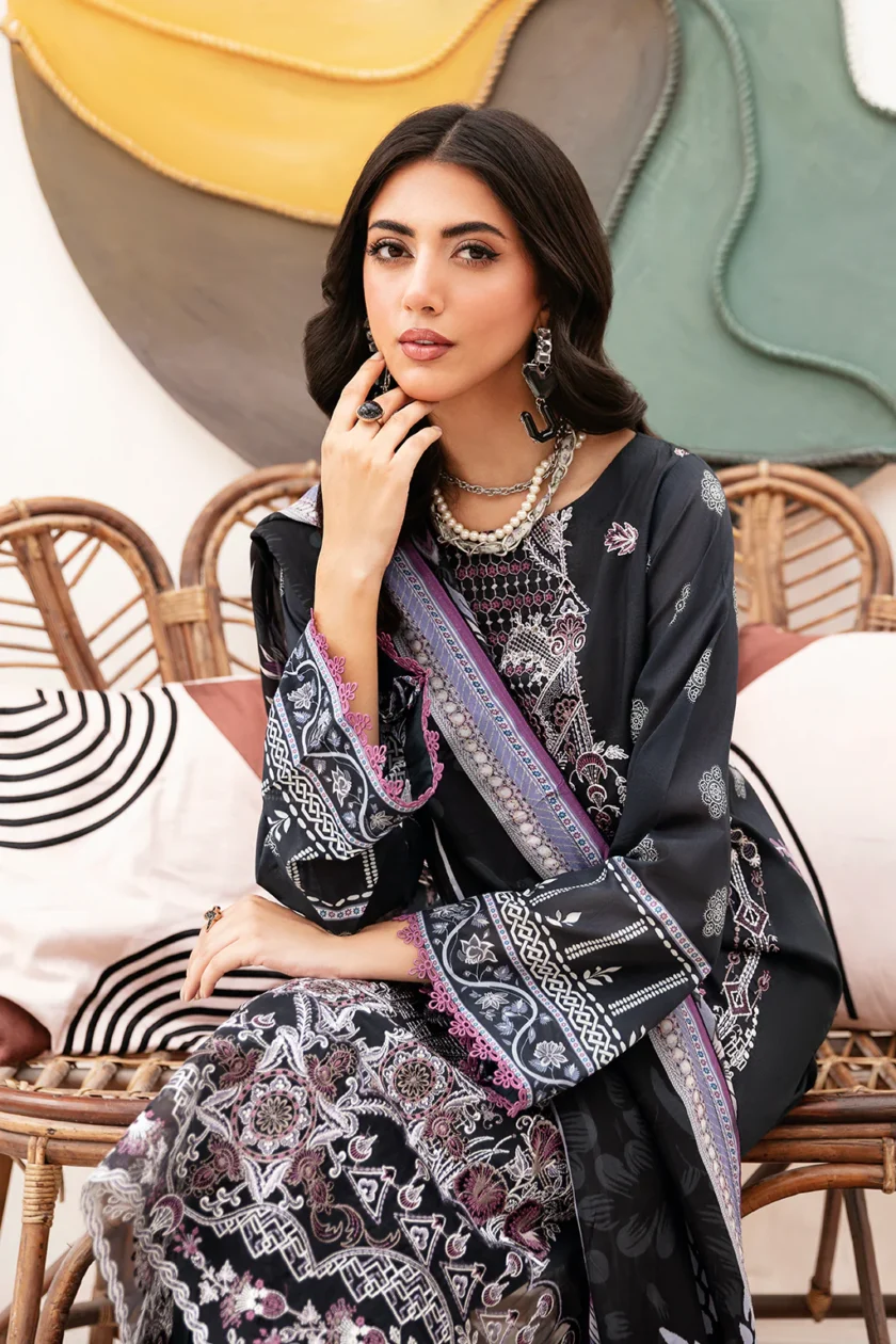 Ramsha Mashaal V2 3 Pc Black Luxury Lawn Dress - Image 6