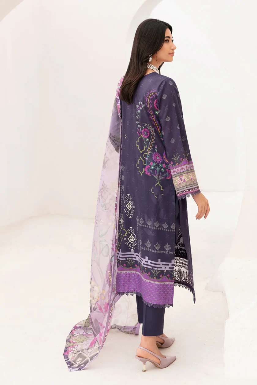 Ramsha Mashaal V2 3 Pc Deep Purple Luxury Lawn Dress - Image 3