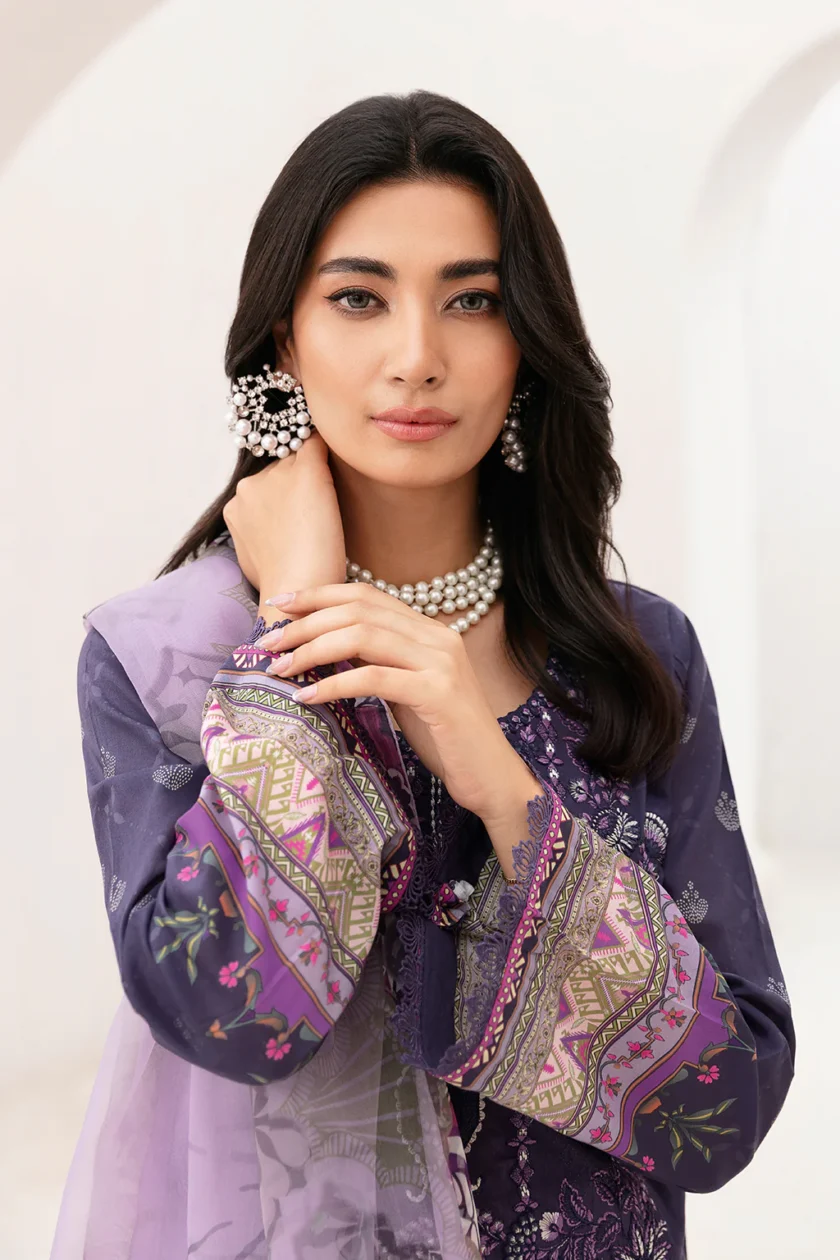 Ramsha Mashaal V2 3 Pc Deep Purple Luxury Lawn Dress - Image 4