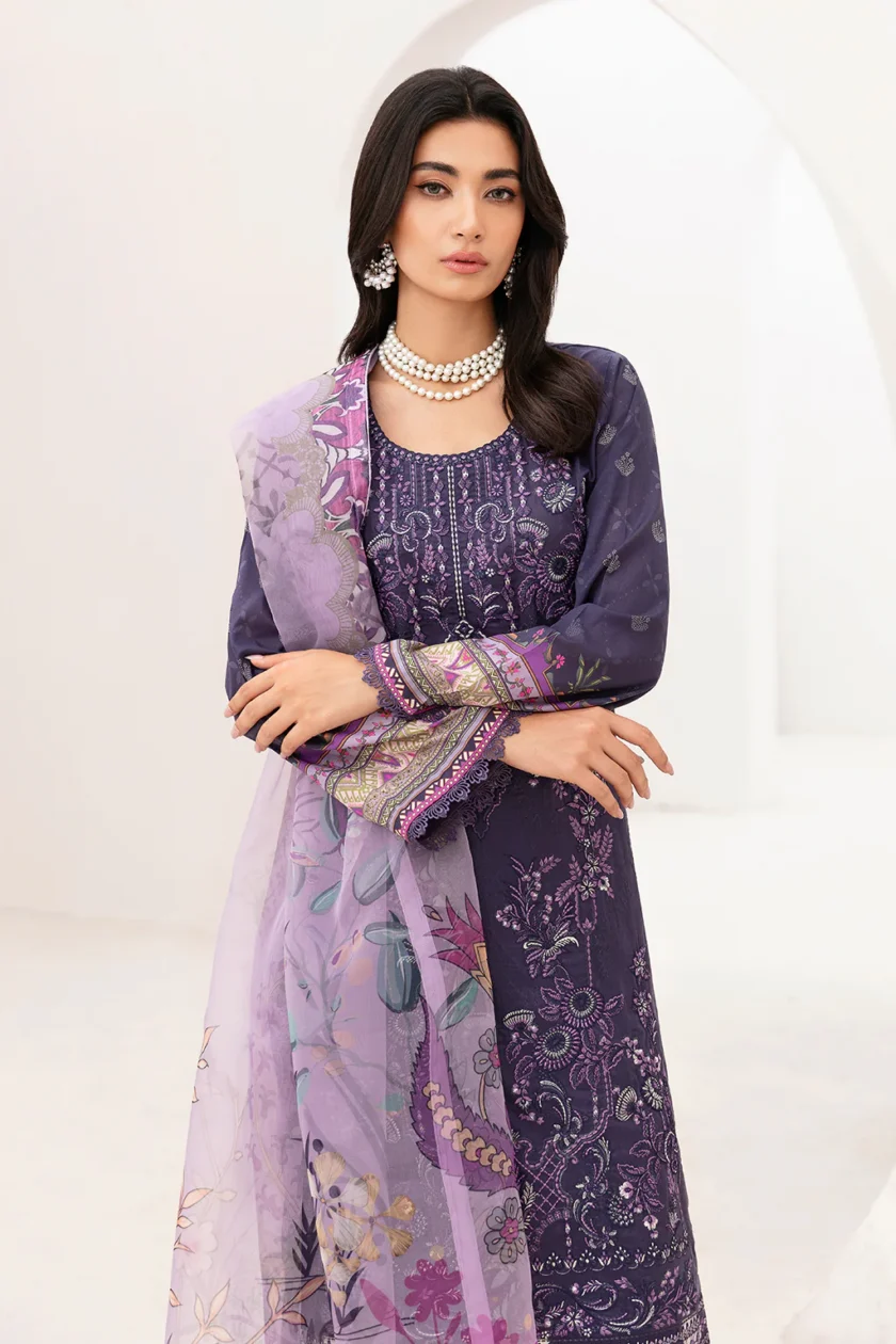 Ramsha Mashaal V2 3 Pc Deep Purple Luxury Lawn Dress - Image 5