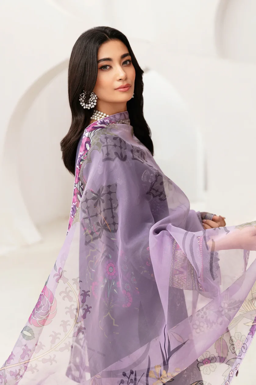 Ramsha Mashaal V2 3 Pc Deep Purple Luxury Lawn Dress - Image 6