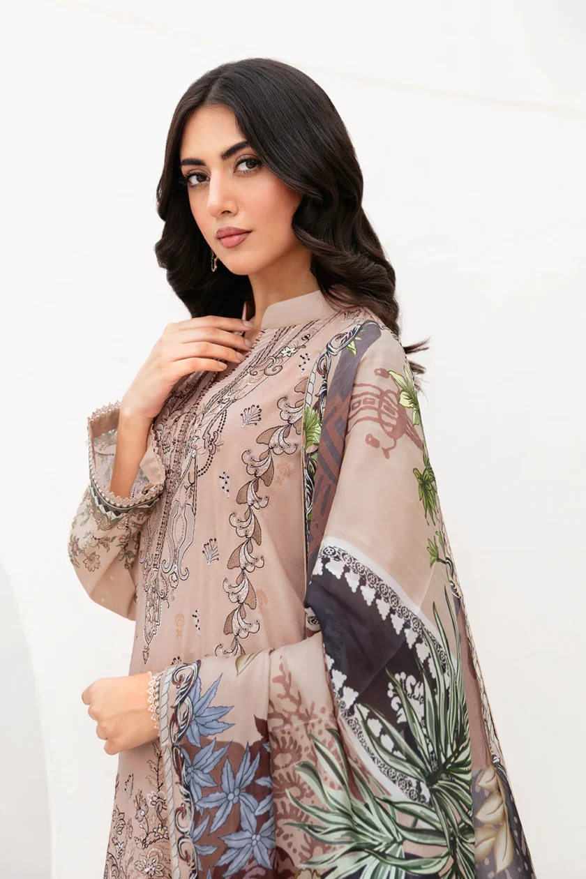 Ramsha Mashaal V2 3 Pc Light Mouve Luxury Lawn Dress - Image 3