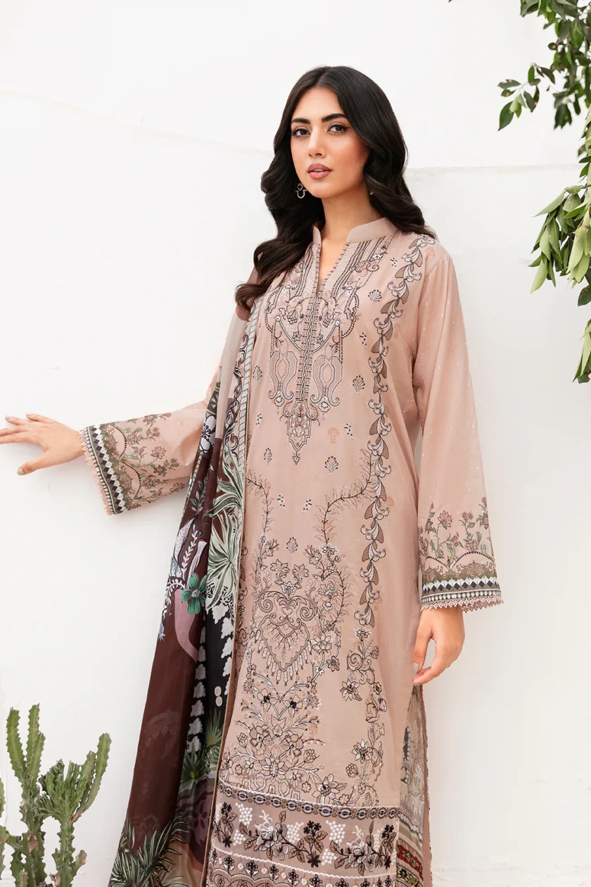 Ramsha Mashaal V2 3 Pc Light Mouve Luxury Lawn Dress - Image 4
