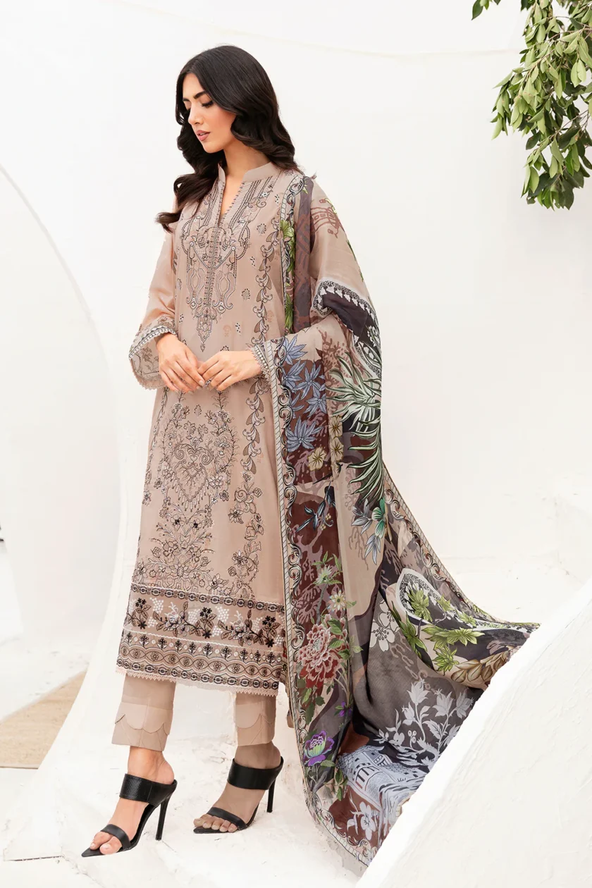 Ramsha Mashaal V2 3 Pc Light Mouve Luxury Lawn Dress - Image 5