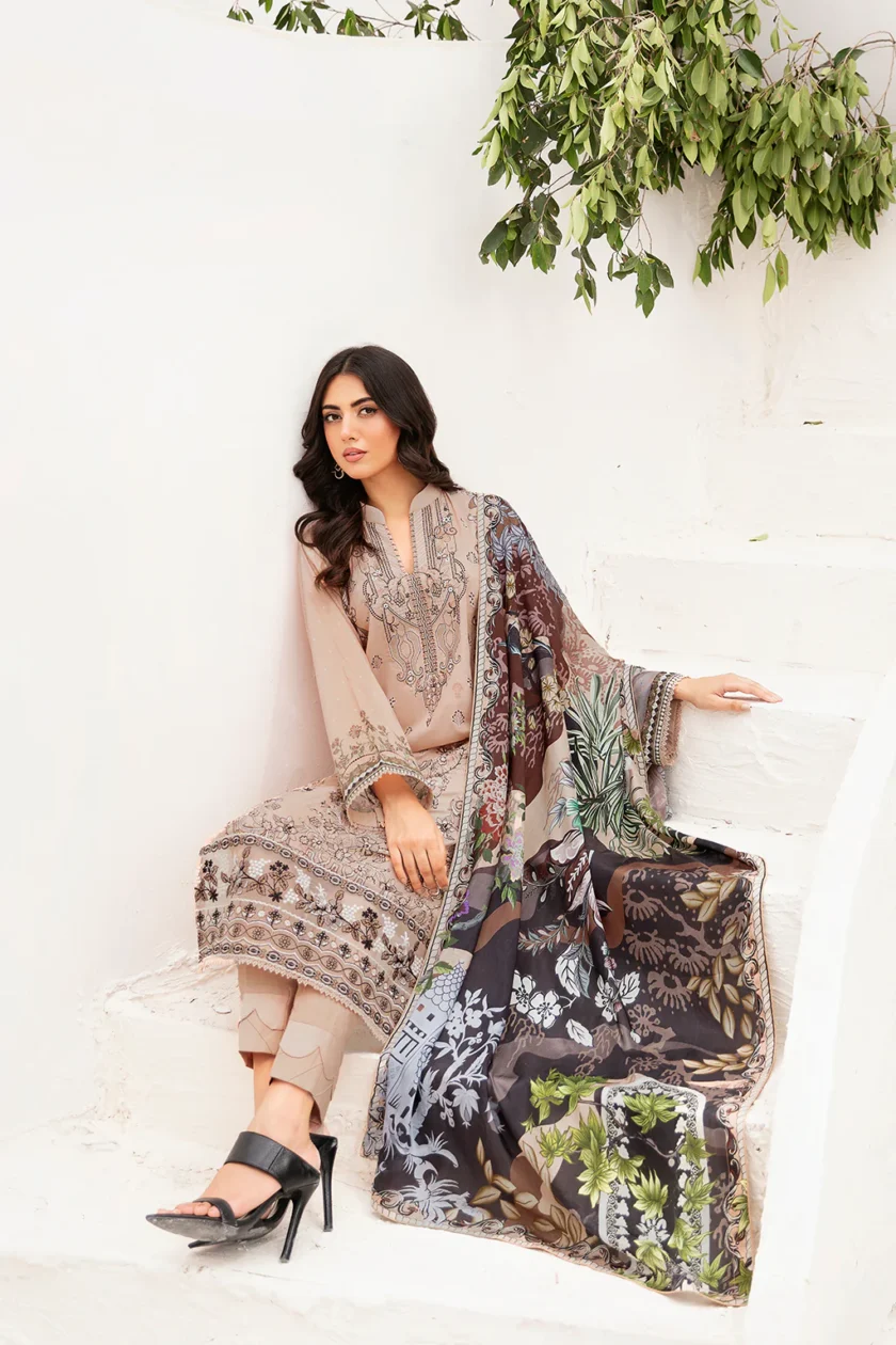 Ramsha Mashaal V2 3 Pc Light Mouve Luxury Lawn Dress - Image 6