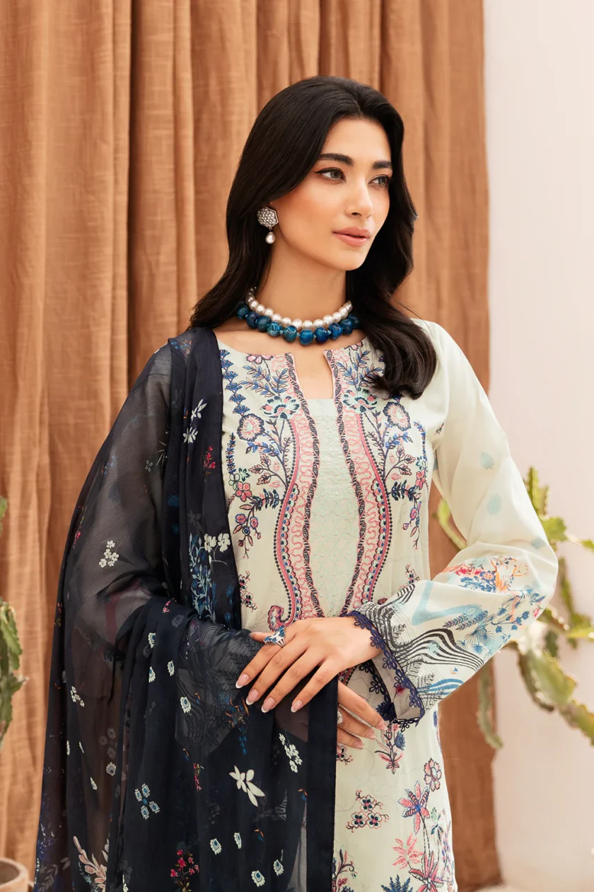 Ramsha Mashaal V2 3 Pc Light Green Luxury Lawn Dress - Image 3