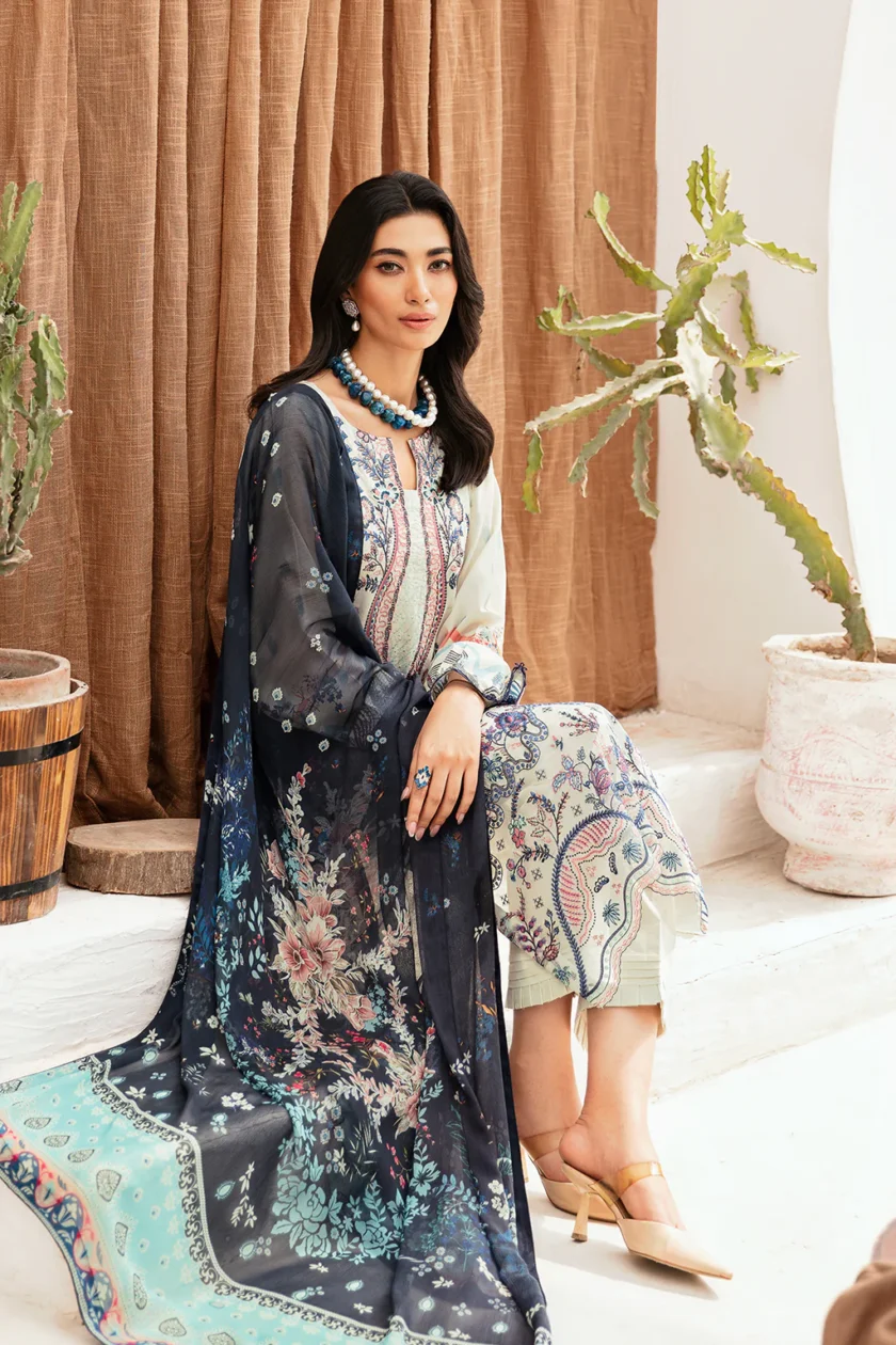 Ramsha Mashaal V2 3 Pc Light Green Luxury Lawn Dress - Image 4