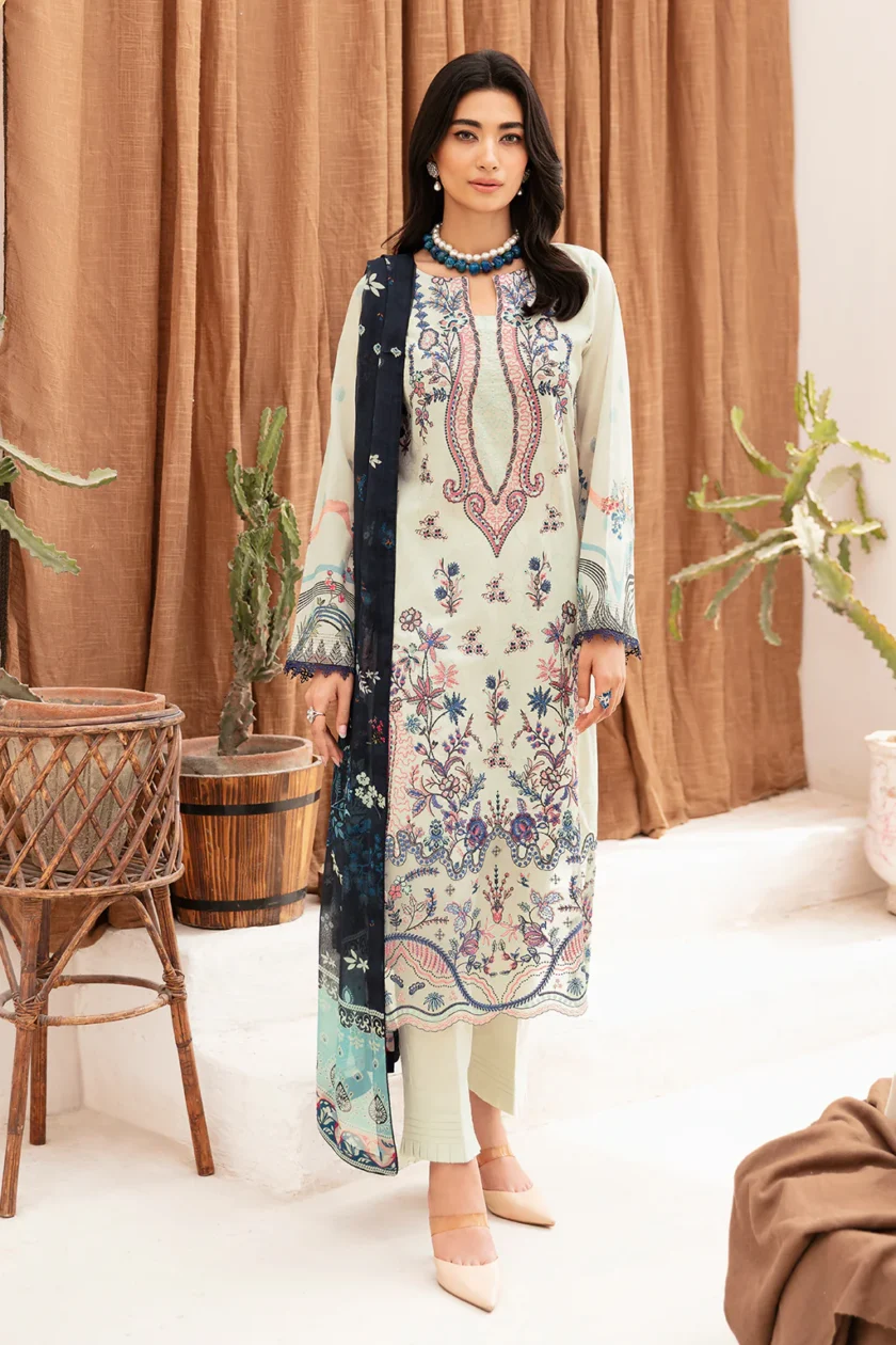 Ramsha Mashaal V2 3 Pc Light Green Luxury Lawn Dress - Image 5