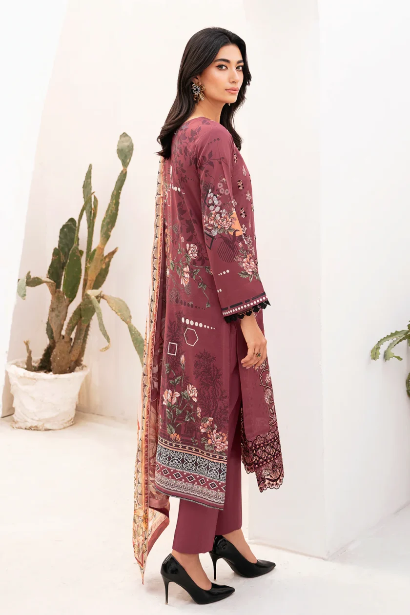Ramsha Mashaal V2 3 Pc Maroon Luxury Lawn Dress - Image 2