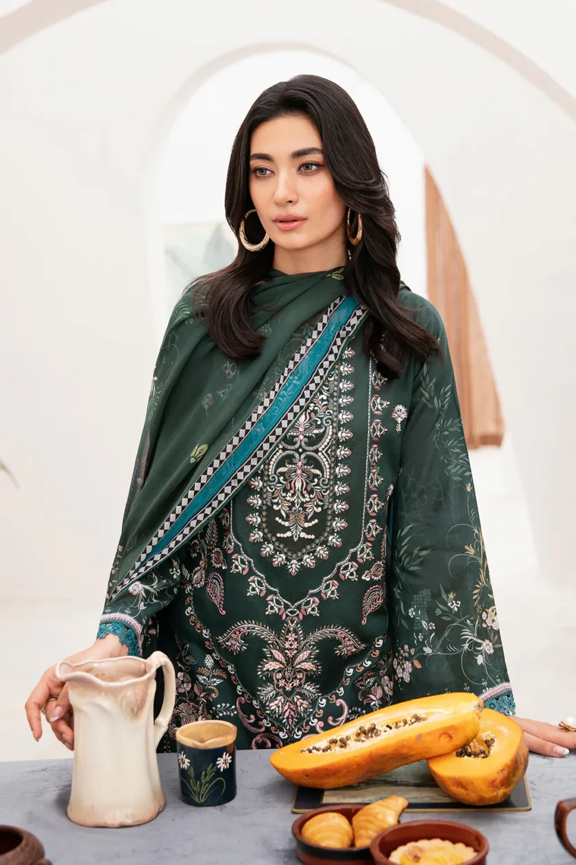 Ramsha Mashaal V2 3 Pc Green Luxury Lawn Dress - Image 3
