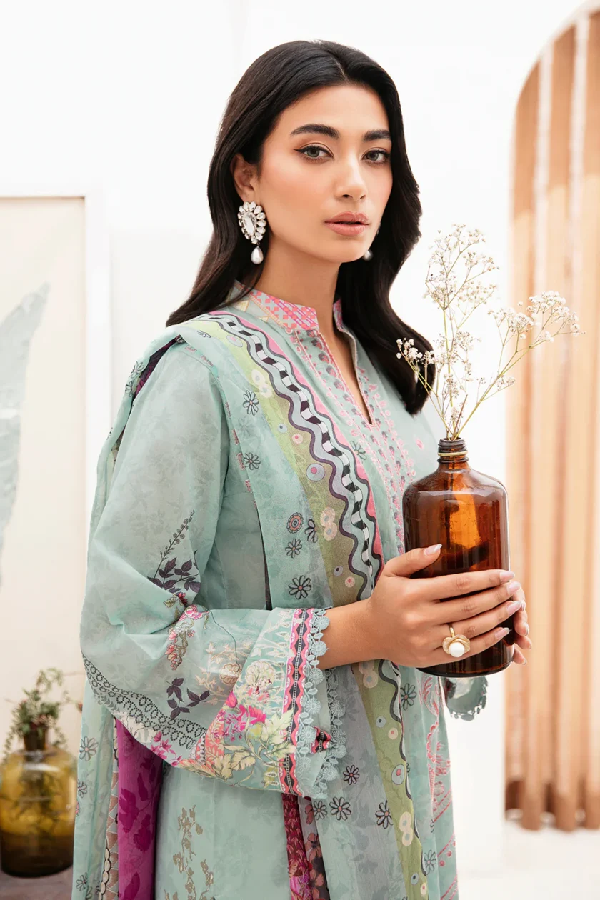 Ramsha Mashaal V2 3 Pc Sea Green Luxury Lawn Dress - Image 6