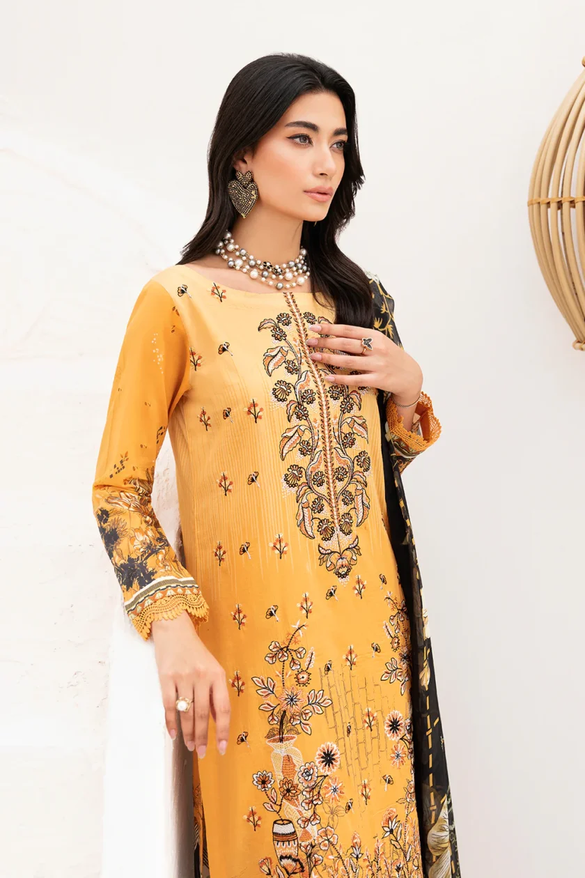 Ramsha Mashaal V2 3 Pc Yellow Luxury Lawn Dress - Image 2