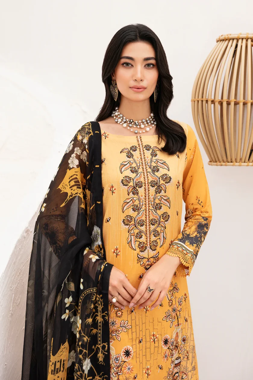 Ramsha Mashaal V2 3 Pc Yellow Luxury Lawn Dress - Image 3