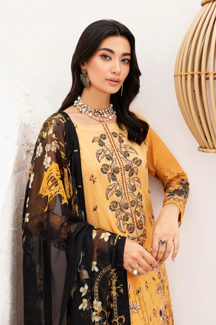 Ramsha Mashaal V2 3 Pc Yellow Luxury Lawn Dress - Image 4