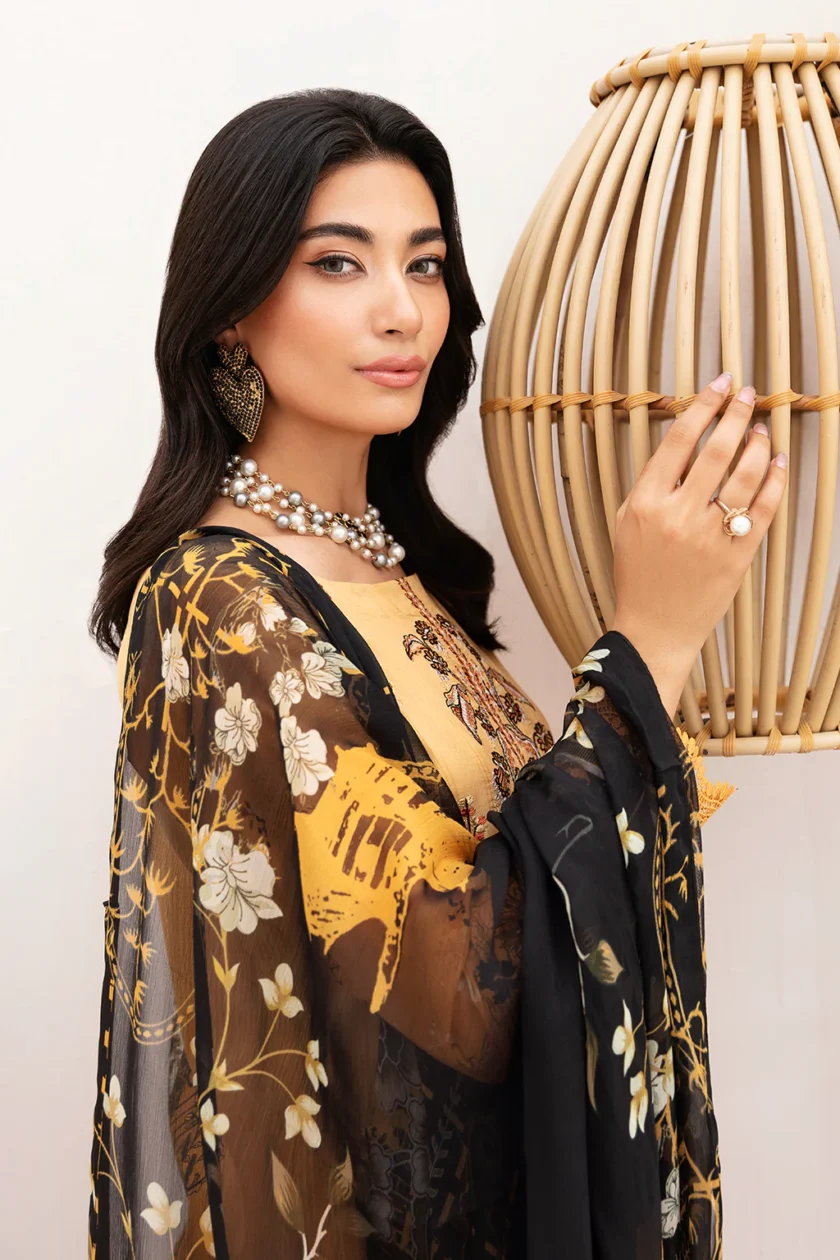Ramsha Mashaal V2 3 Pc Yellow Luxury Lawn Dress - Image 5