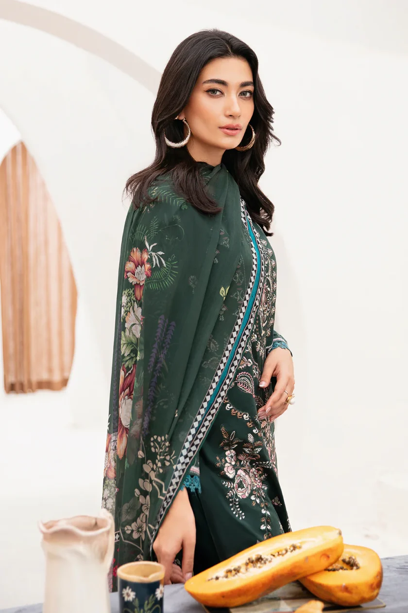 Ramsha Mashaal V2 3 Pc Green Luxury Lawn Dress - Image 6