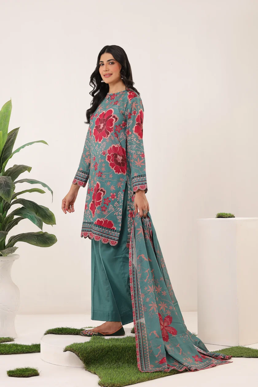 Keysha Unstitched 3 Piece Lawn Dress - Image 3