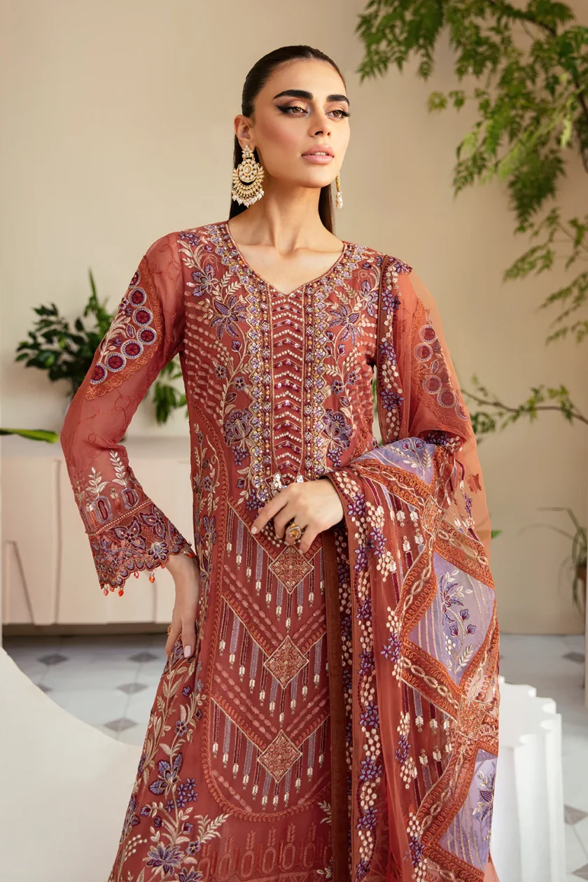 Ramsha Dastoor 3 Piece Chiffon Dress P109 - Image 2