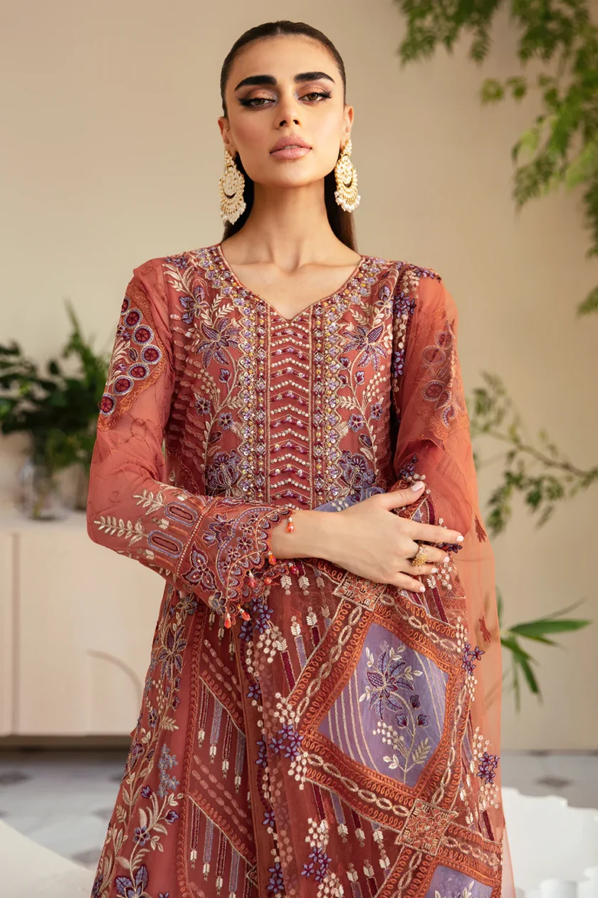 Ramsha Dastoor 3 Piece Chiffon Dress P109 - Image 3